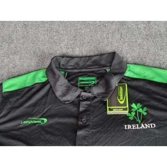 Lansdowne Rugby Polo Shirt Mens XL Black Green Ireland‎ Drylans Performance - Picture 2 of 6